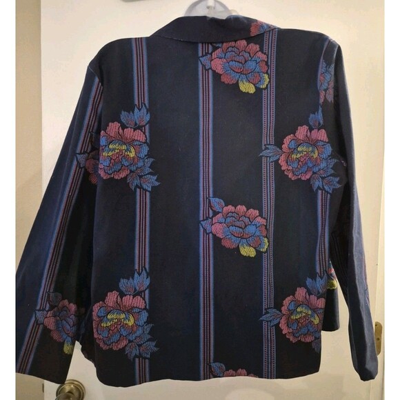 HEARTS OF PALM Blue Embroidered lined Floral Jacket Womens size 16 - Picture 4 of 7
